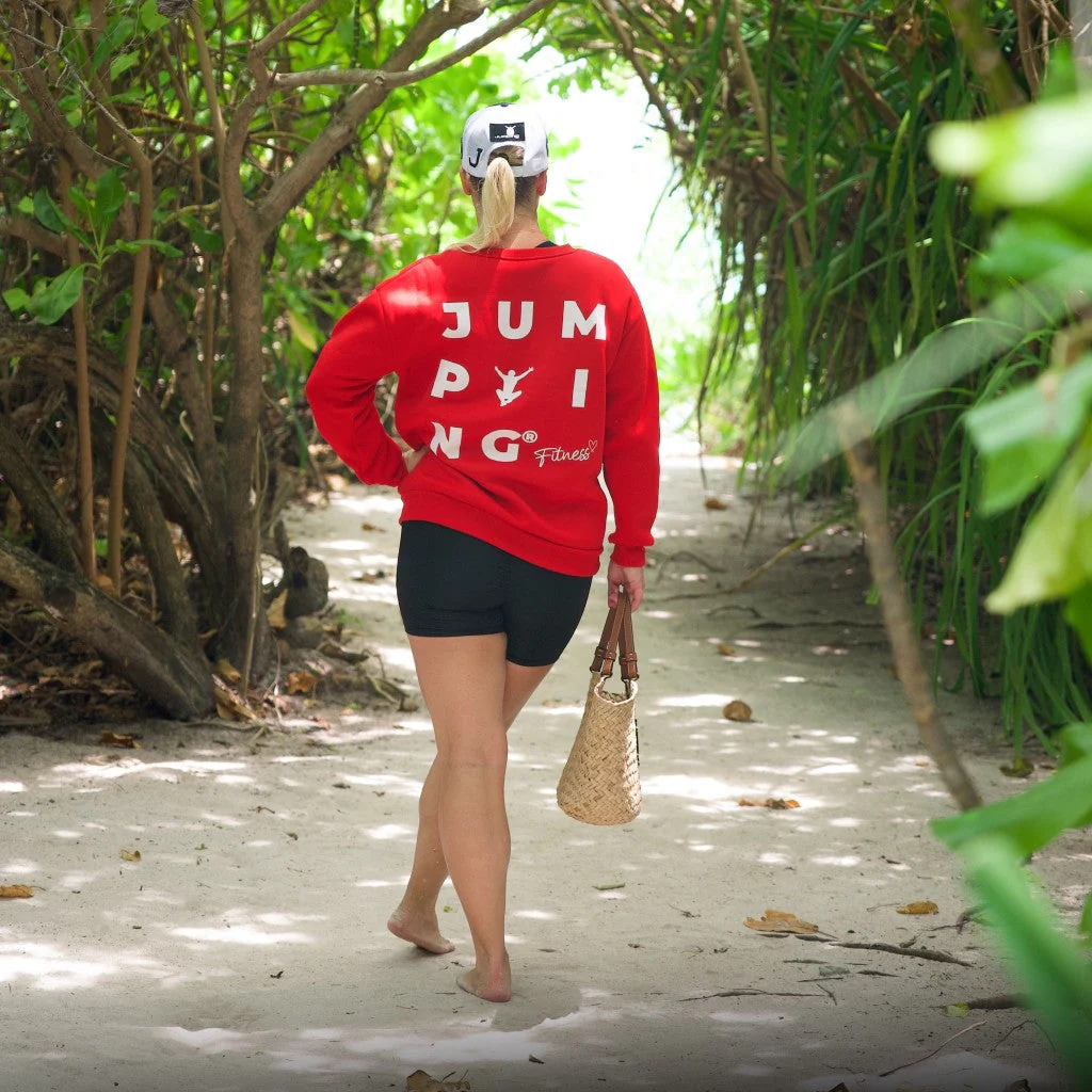 Red sweatshirt with JUMPING® graphic and iconic figure - Image 4